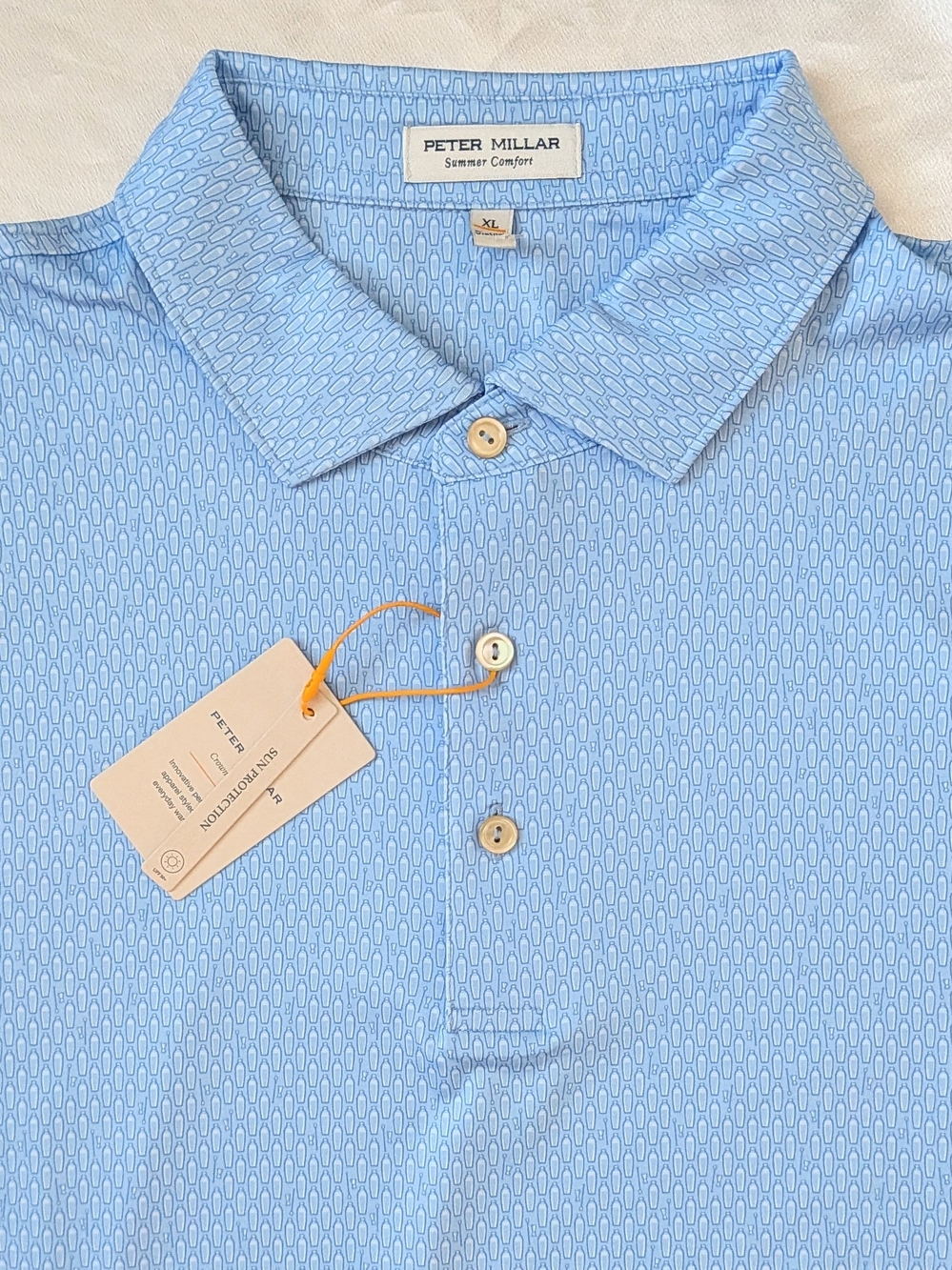 New Peter Millar Summer Comfort Shake It Up Performance Jersey Polo Blue XL